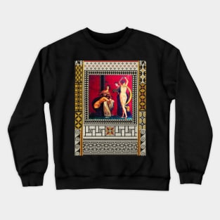 POMPEII VILLA OF MYSTERIES ,DANCING MAENAD ,ANTIQUE ROMAN PAINTINGS AND MOSAICS PATCHWORK Crewneck Sweatshirt